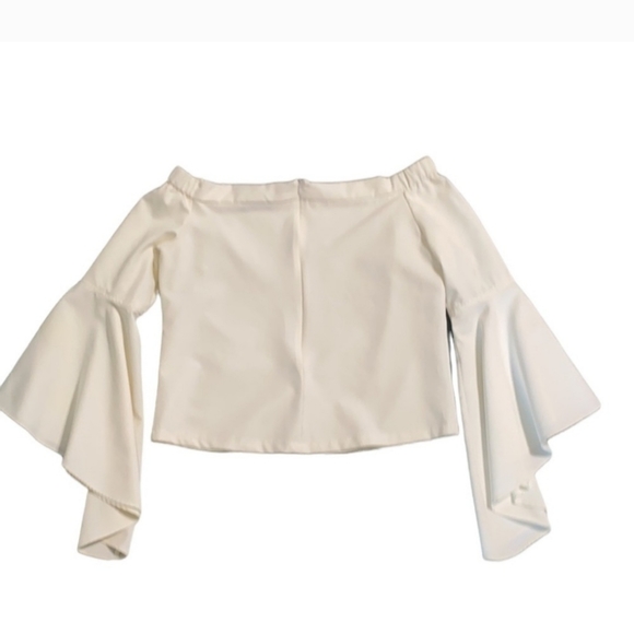 INA Cream/White Off The Shoulder  Exaggerated Bell Sleeve Top Size L - Picture 2 of 12